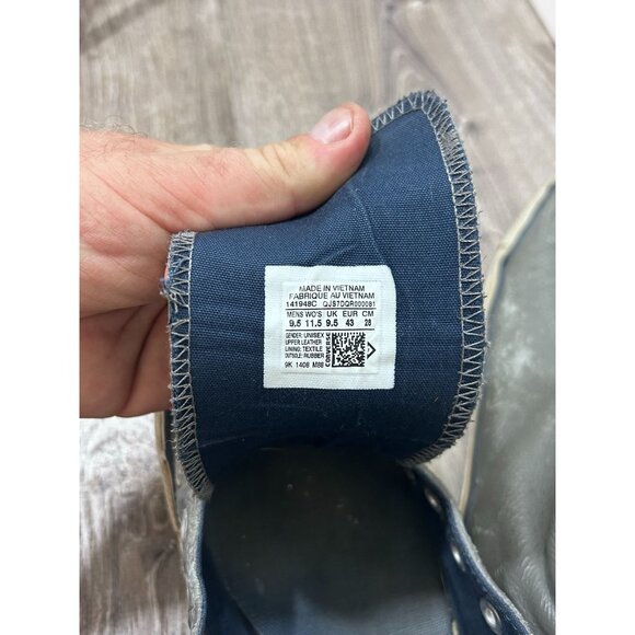 Convers Sneakers Men's Size 9.5 Leather Hi Top Luxury Fashion Black - Picture 8 of 9